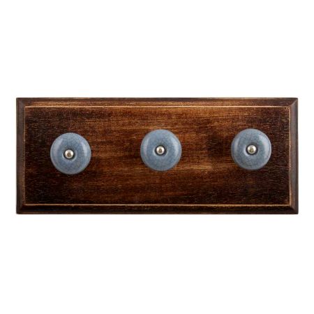 Grey Crackle Ceramic Wooden Hooks